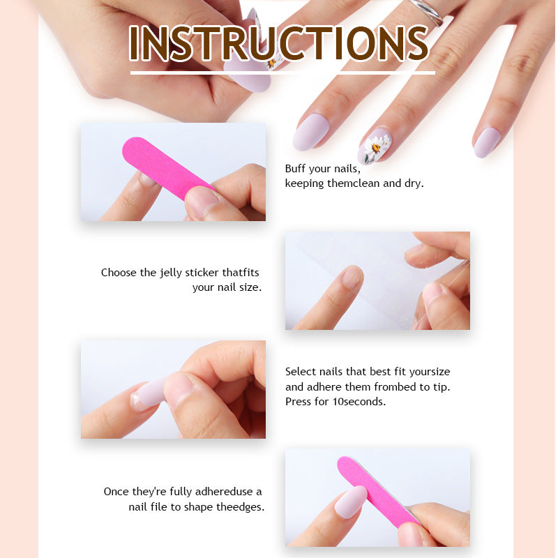 Shell & 3D Flower Press-On Nails on hand