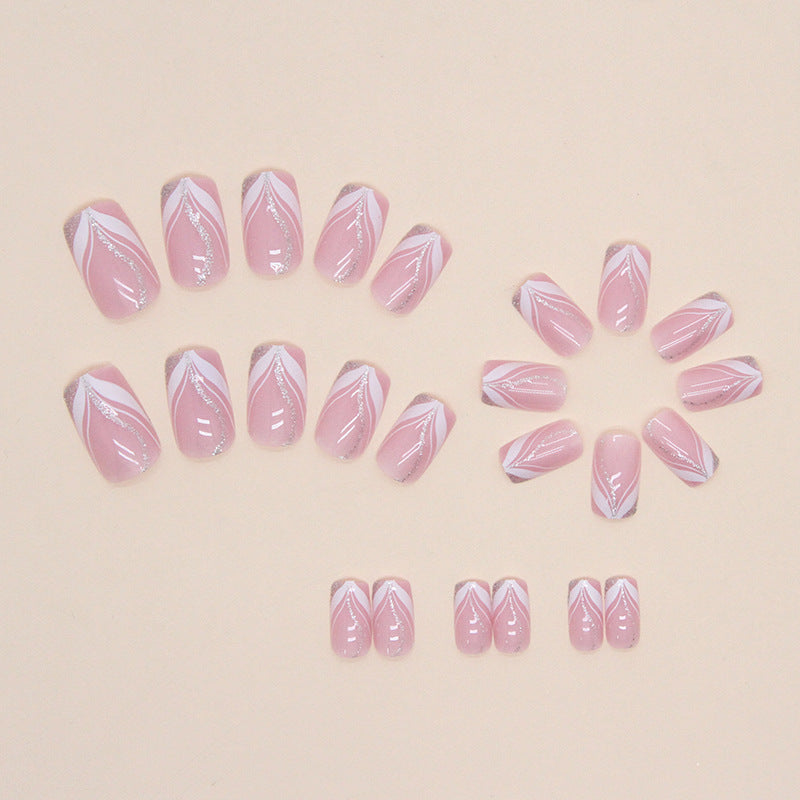 Silver Accent Press-On Nails, Square, 24-Piece Set on hand
