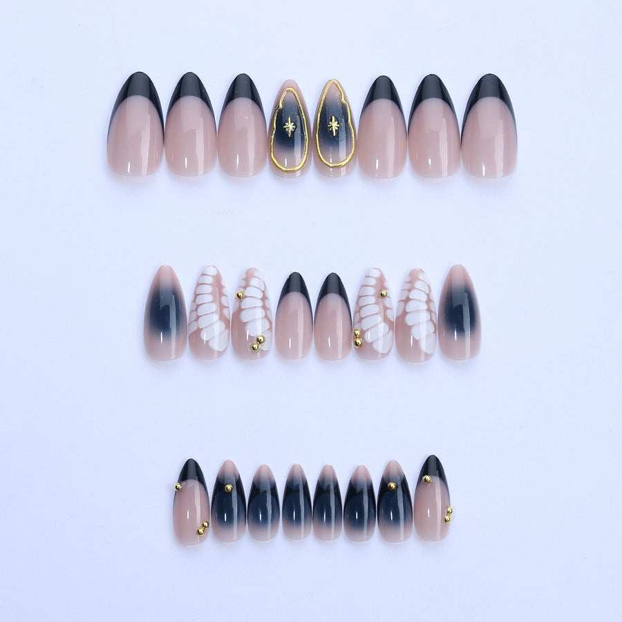 French Tip & Star Ombre Press-On Nails – side angle