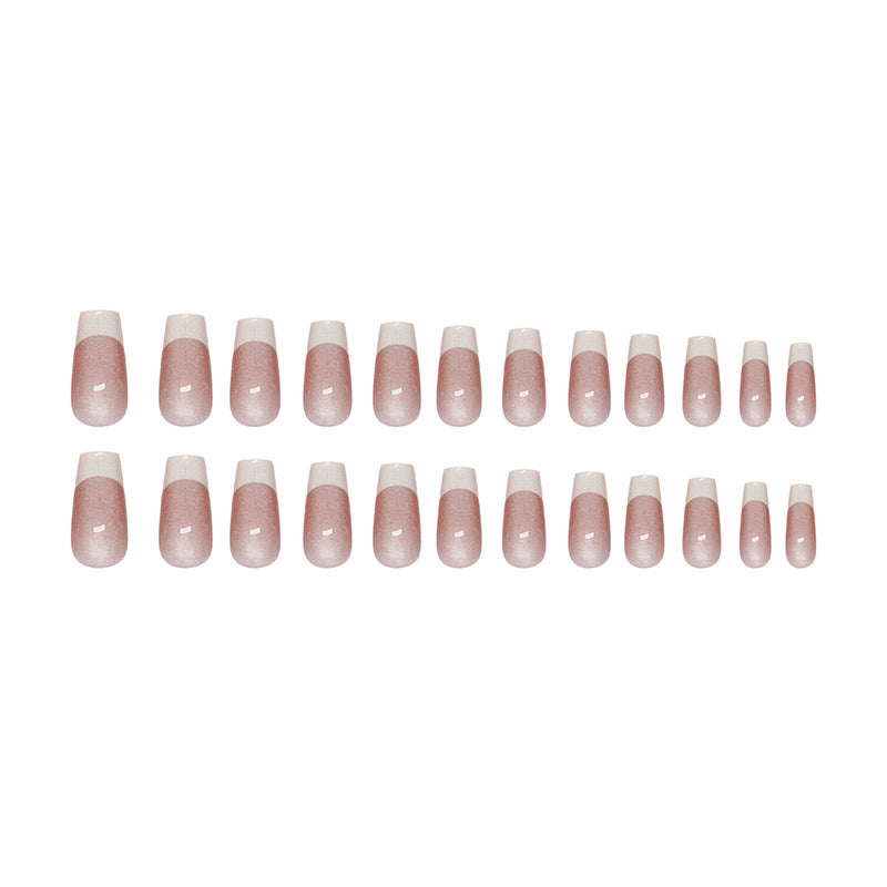 Cat Eye & French Tip Cat Eye Nails, Short Ballerina, 24 Pieces – full set laid out