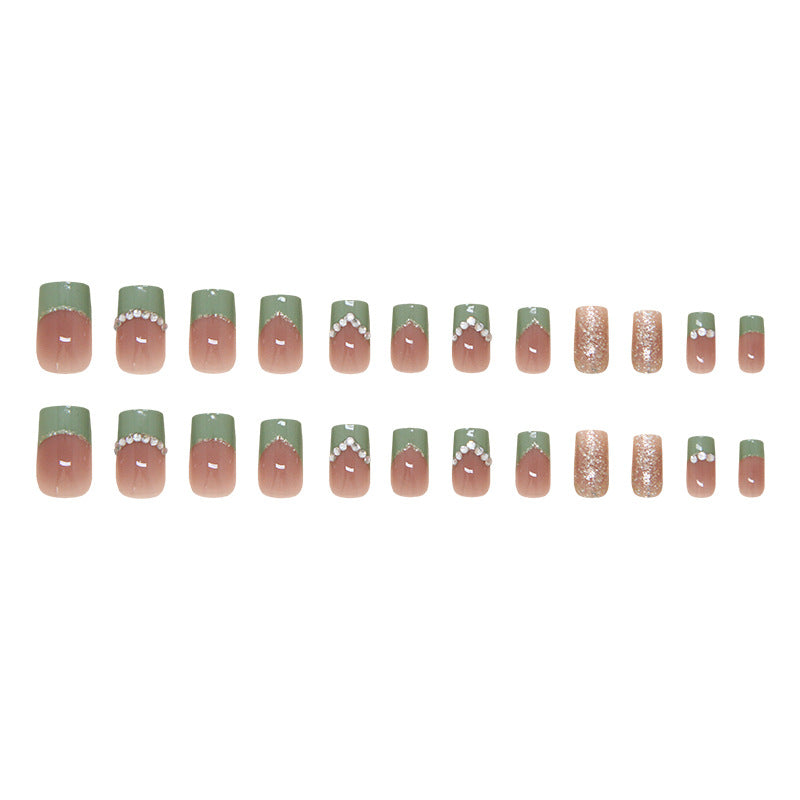 Glitter & French Tip French Press-On Nails, Medium Square – full set laid out