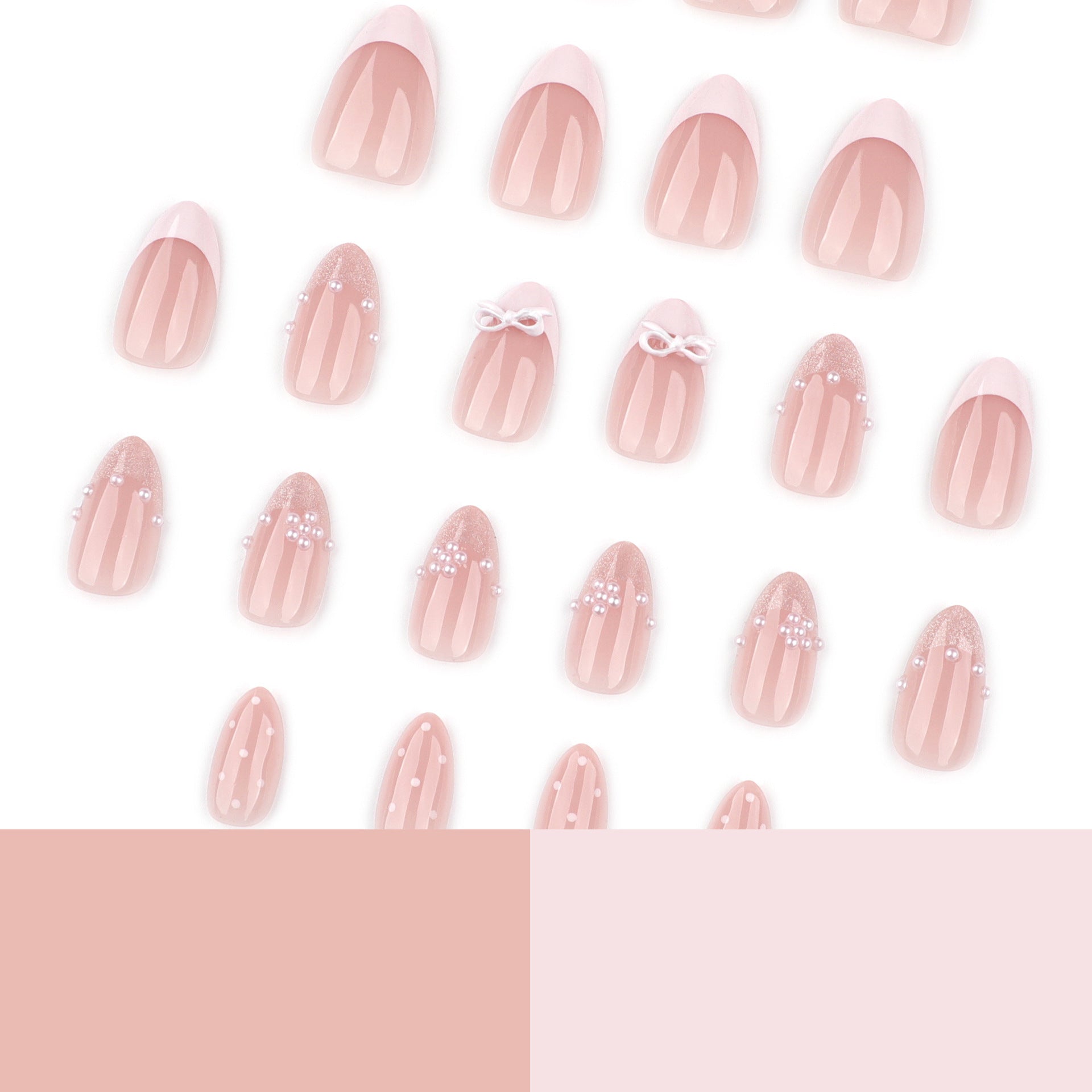 French Tip & Cat Eye Press-On Nails, Short Almond on hand
