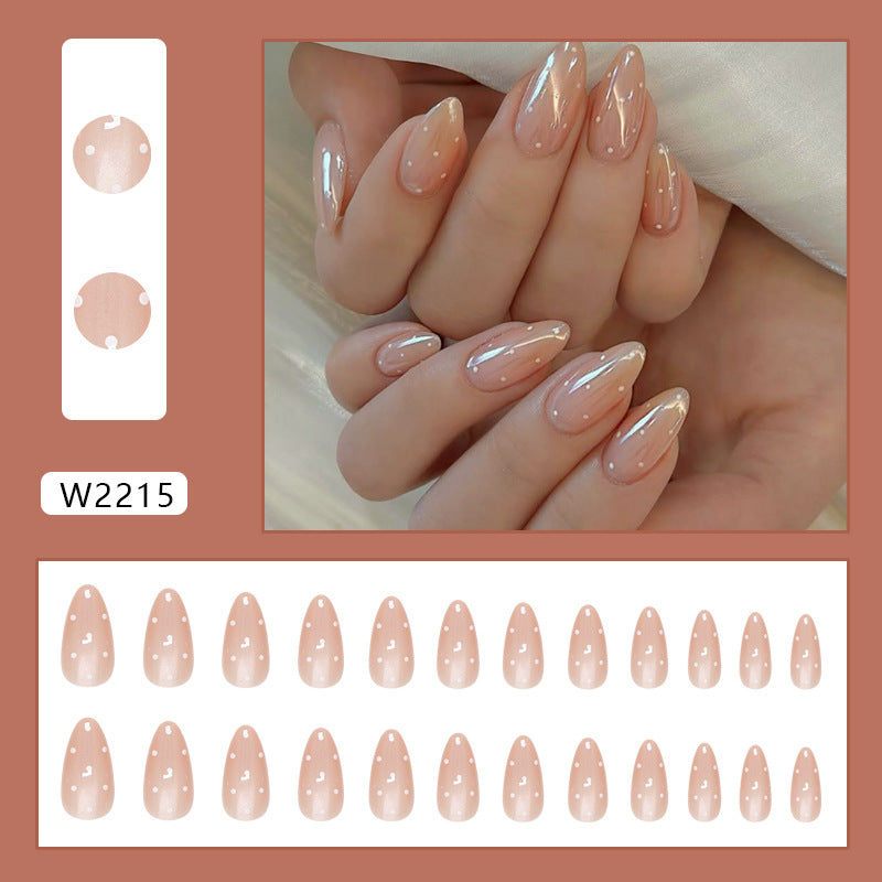 Cat Eye & Polka Dot Press-On Nails, Almond – close-up detail