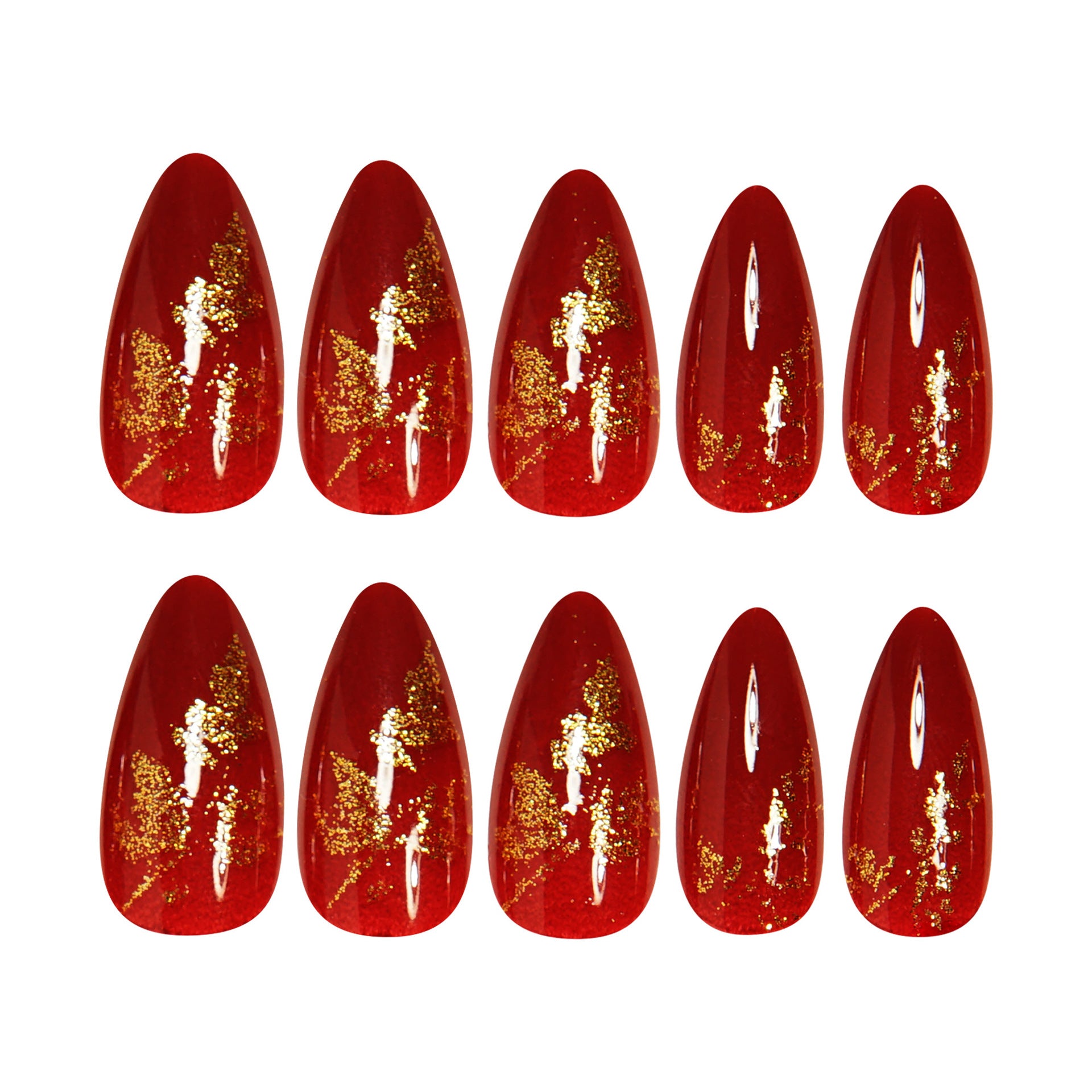 Water Drop & Wine Red Press-On Nails, 24-Piece Set – side angle