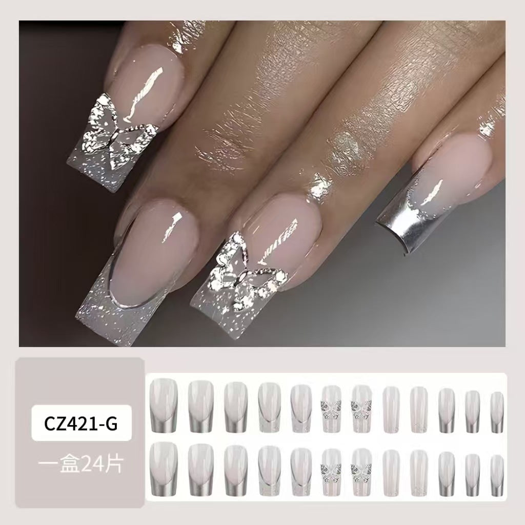Glitter & Ombre Gradient Ombre Press-On Nails – close-up detail