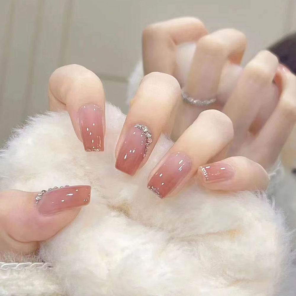 French Tip & Glitter Press-On Nails – front view