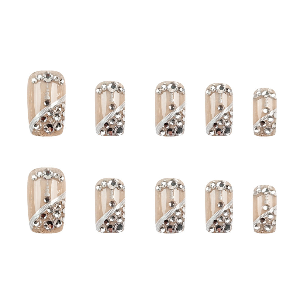 Glitter & Diamond Accent Glitter Nails, 24 Pieces on hand