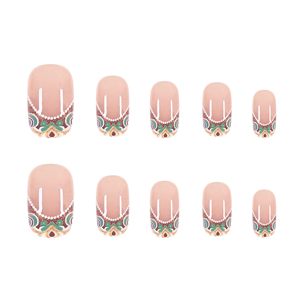 Lace & French Tip Press-On Nail Set (24 Pieces) on hand