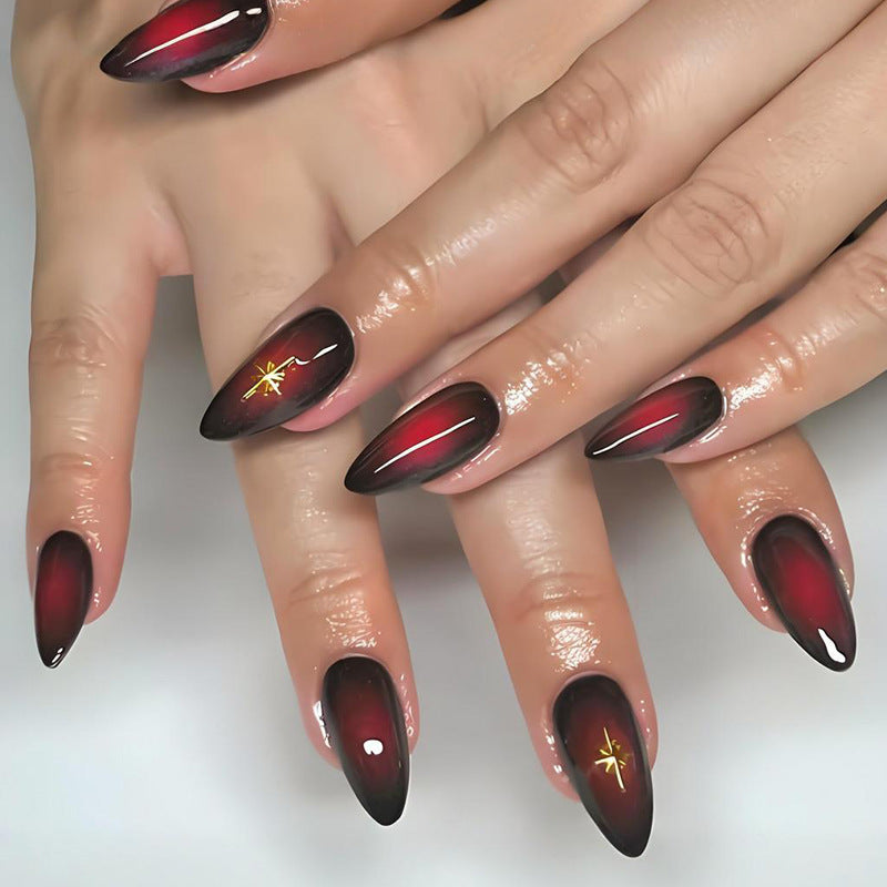 Ombre Gradient & Star Press-On Nail Set (24 Pieces) – front view