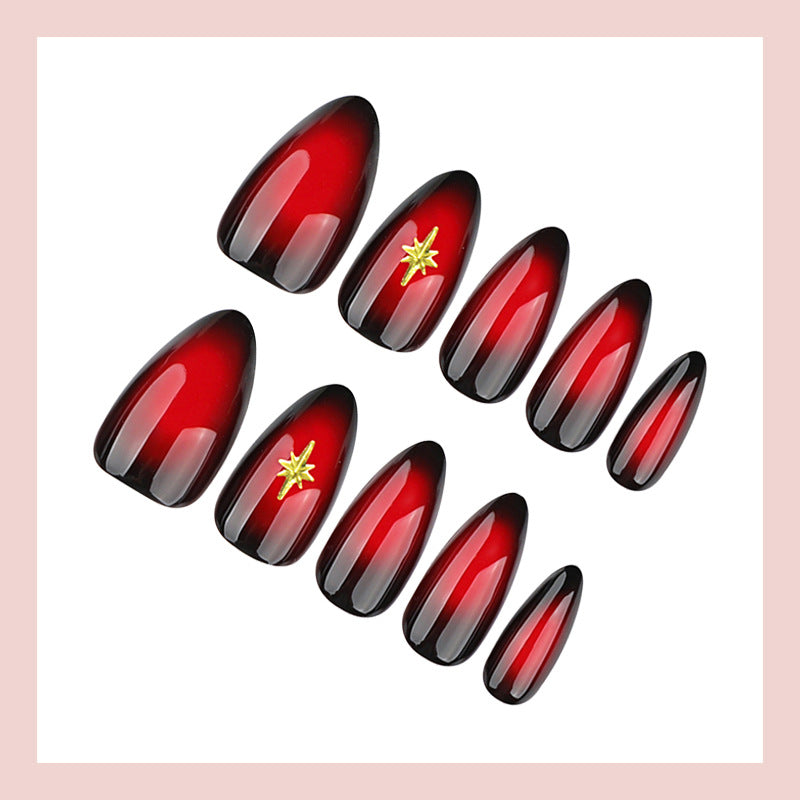 Ombre Gradient & Star Press-On Nail Set (24 Pieces) – side angle