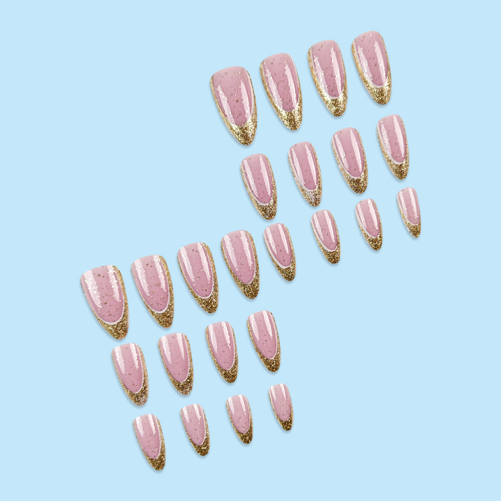 Glitter & French Tip Press-On Nails, 24-Piece Set on hand