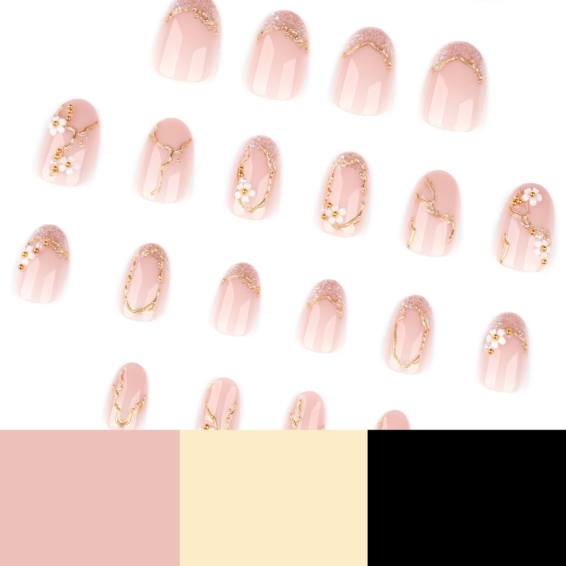 Floral Press-On Nails on hand