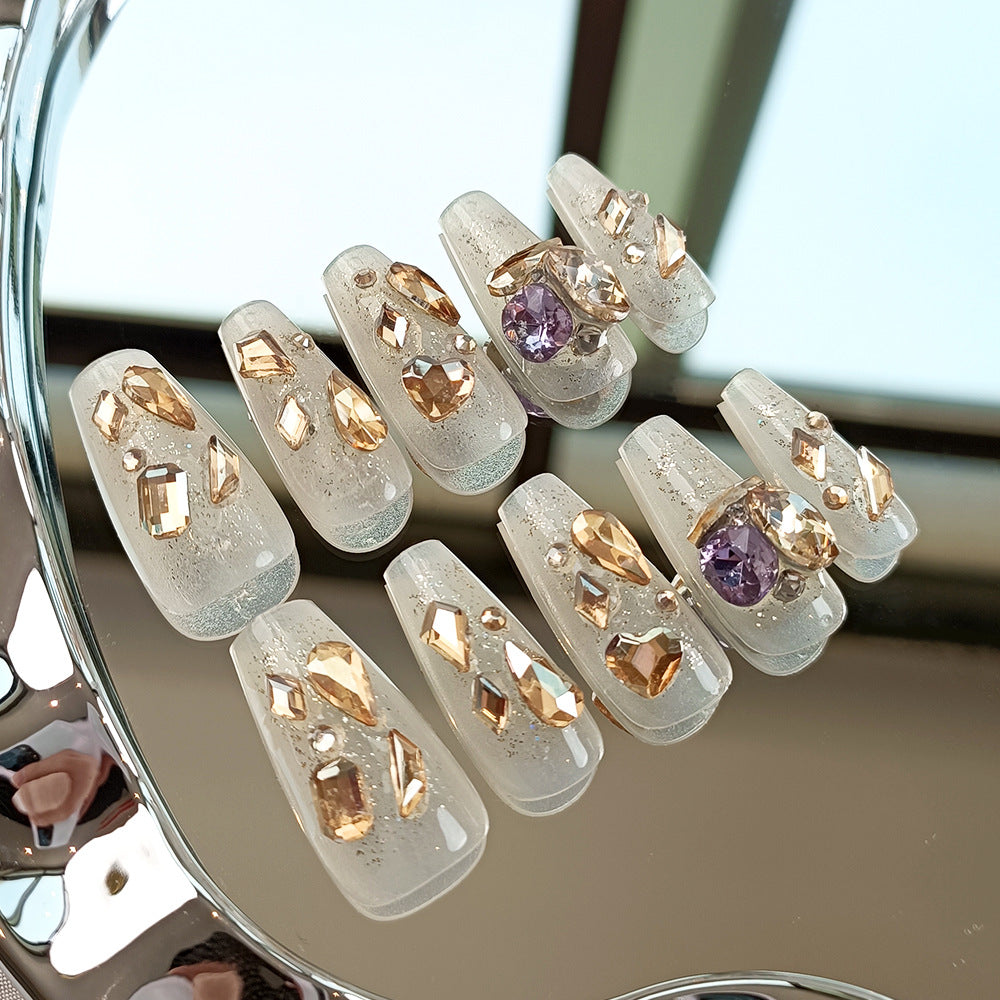Ice-Clear & Glitter Nails, 10 Pieces – close-up detail