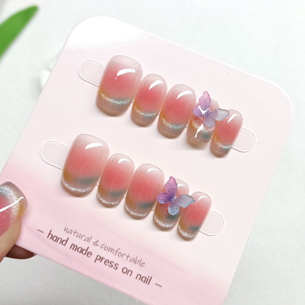 Butterfly & Crystal Press-On Nail Set (10 Pieces) – side angle