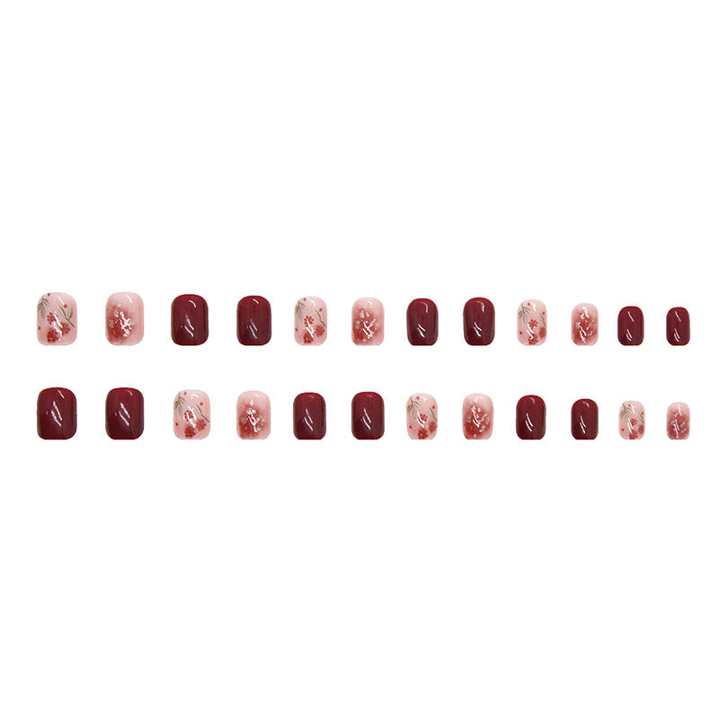 Rose & Gold Foil Press-On Nails – full set laid out