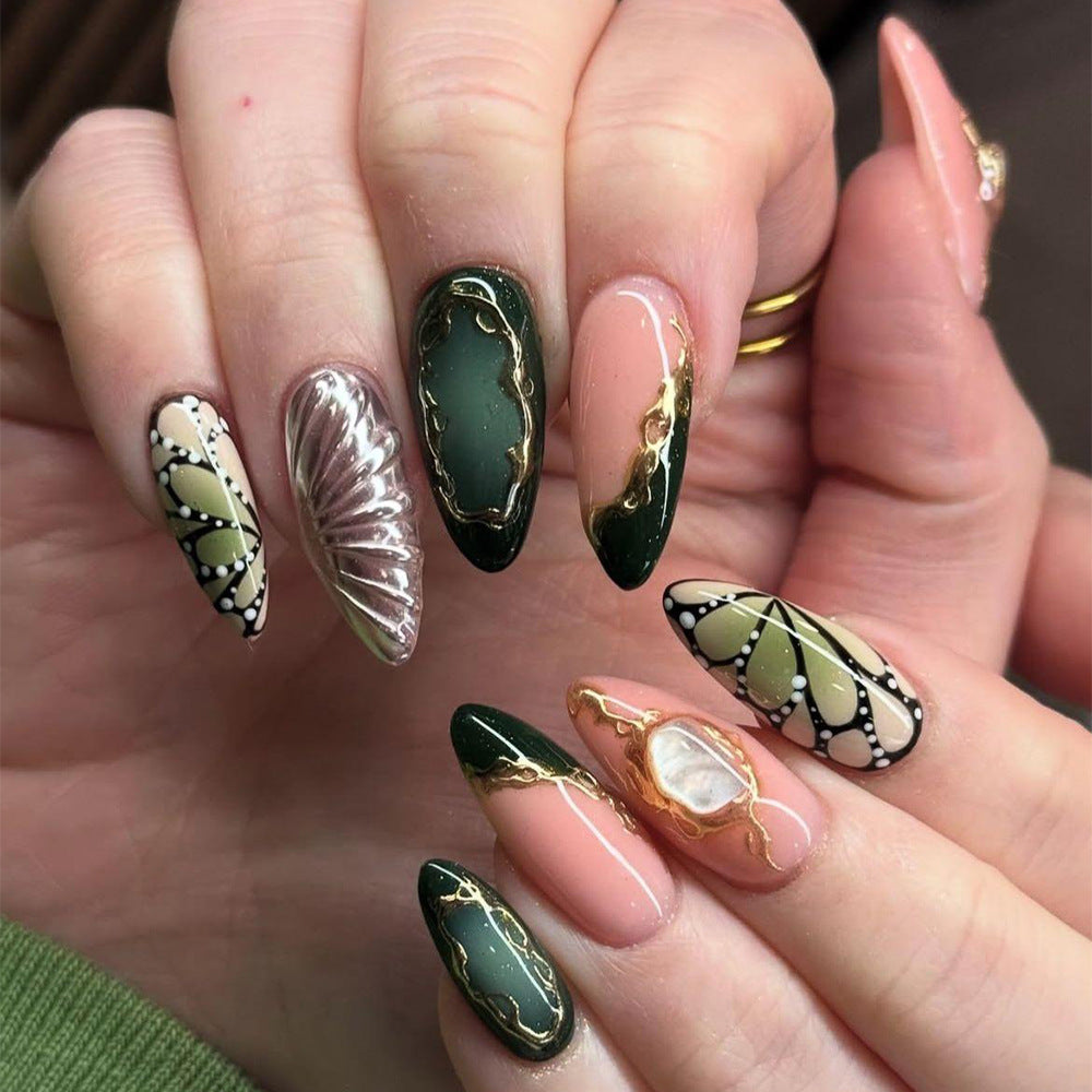 Gold-Plated Press-On Nail Set (24 Pieces) – front view
