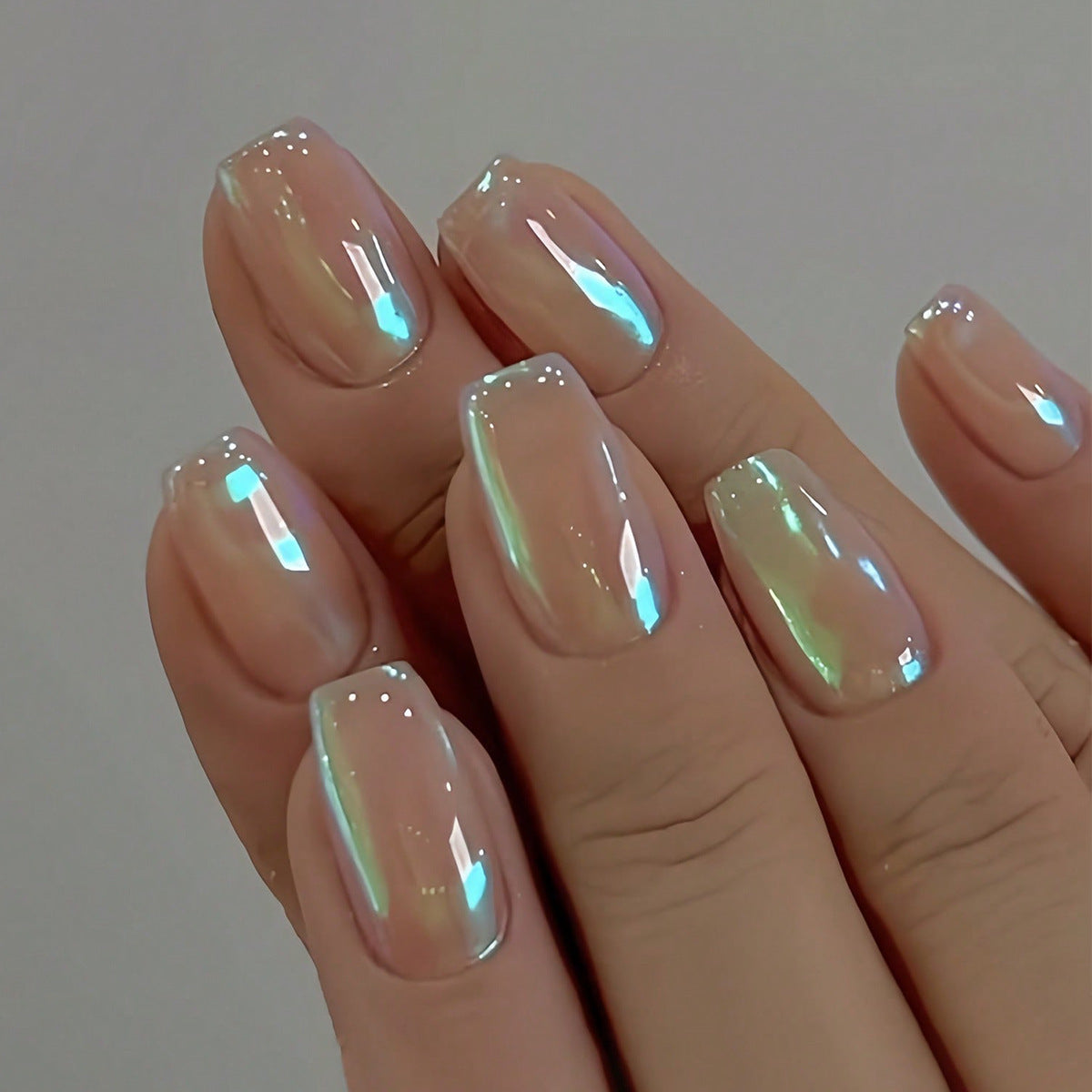 Electroplated Finish & Rainbow Press-On Nails, Medium, 24-Piece Set – front view