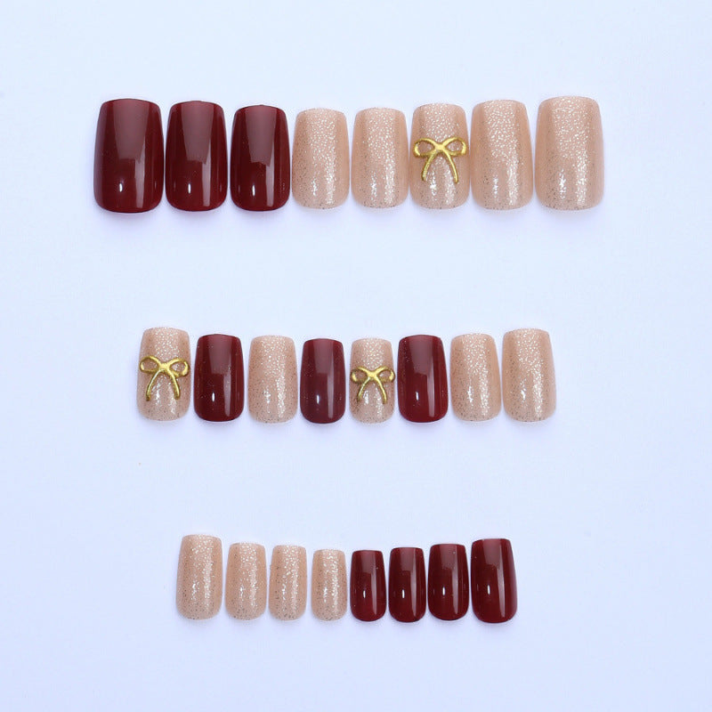 Valentine's Day & Gold-Plated Press-On Nails, 24-Piece Set – side angle