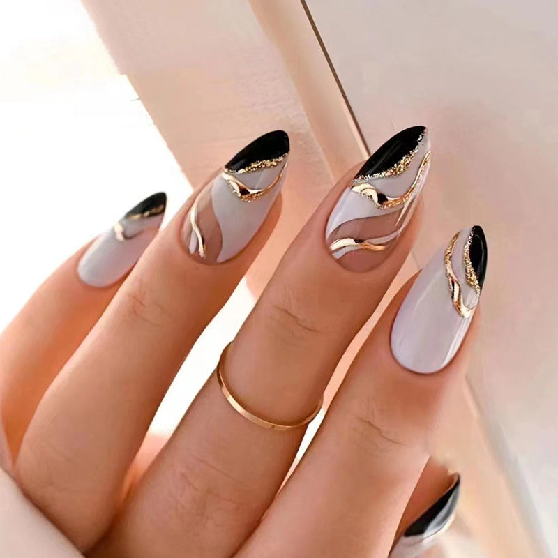 Y2K & Two-Tone French Press-On Nails, Almond – front view