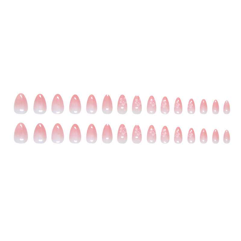 Ombre Gradient & French Tip Press-On Nails, Almond, 30-Piece Set – full set laid out