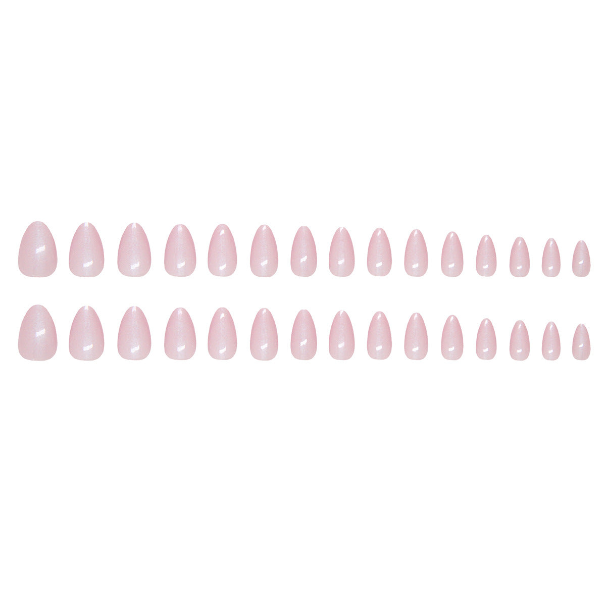 Medium Pink Tone Press-On Nail Set (30 Pieces) – full set laid out