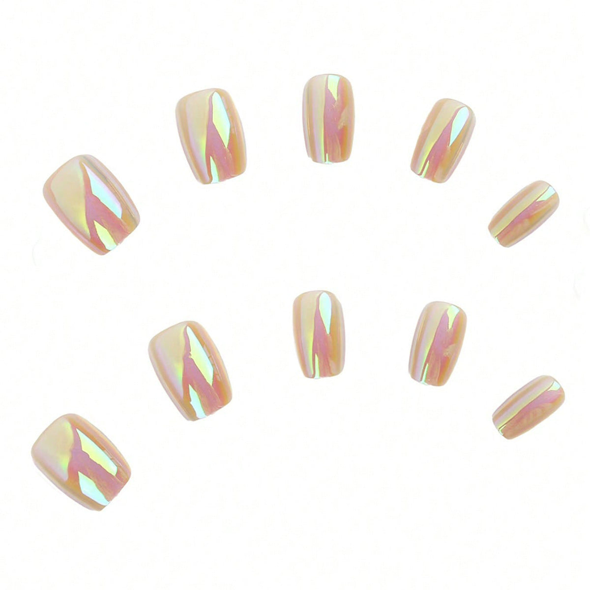 Electroplated Finish & Rainbow Press-On Nails, Medium, 24-Piece Set – side angle