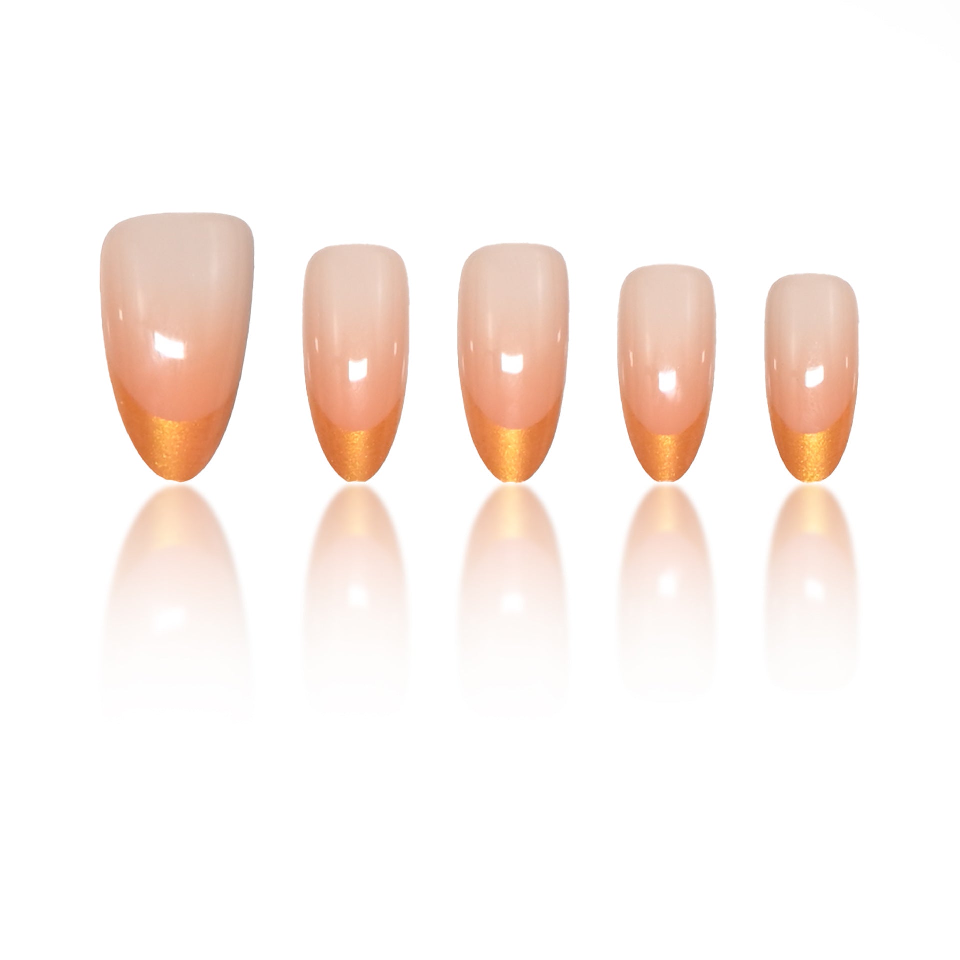 French Tip & Glitter Press-On Nails, Medium Almond, 24-Piece Set – side angle