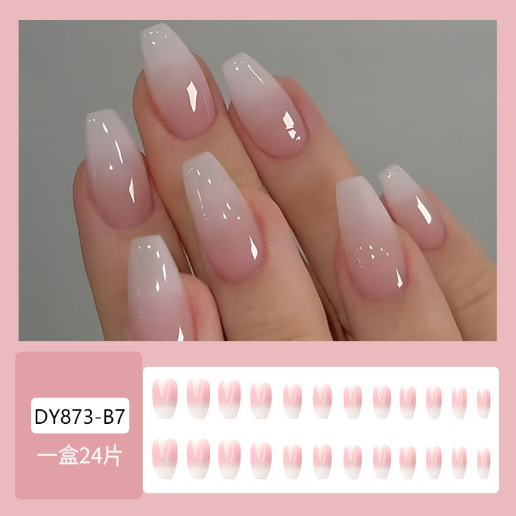 Ice-Clear & Ombre Gradient Press-On Nails – close-up detail