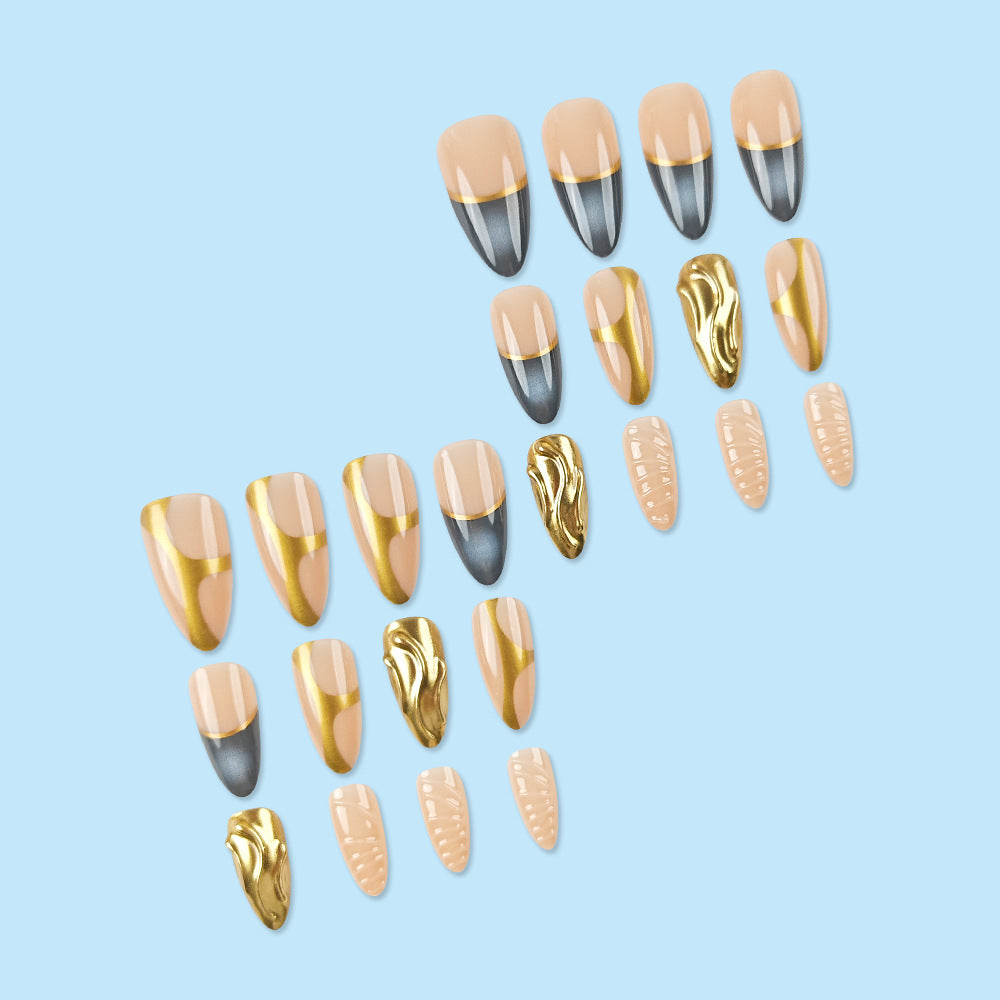 Ombre Gradient & Silver Accent Ombre Press-On Nails – side angle