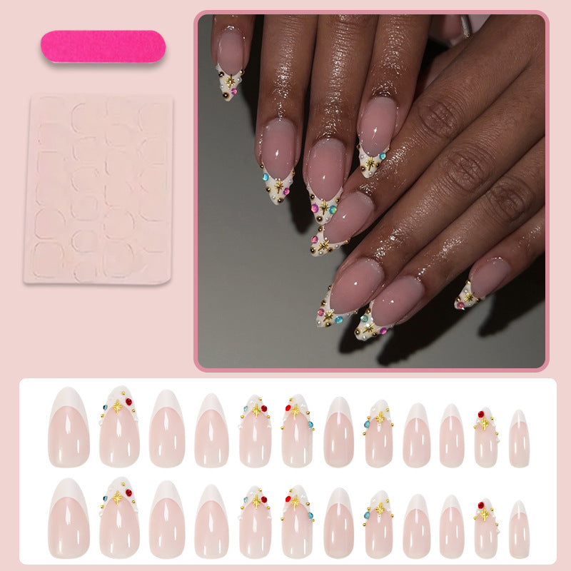 Glitter & Diamond Accent Press-On Nails, 24-Piece Set – close-up detail
