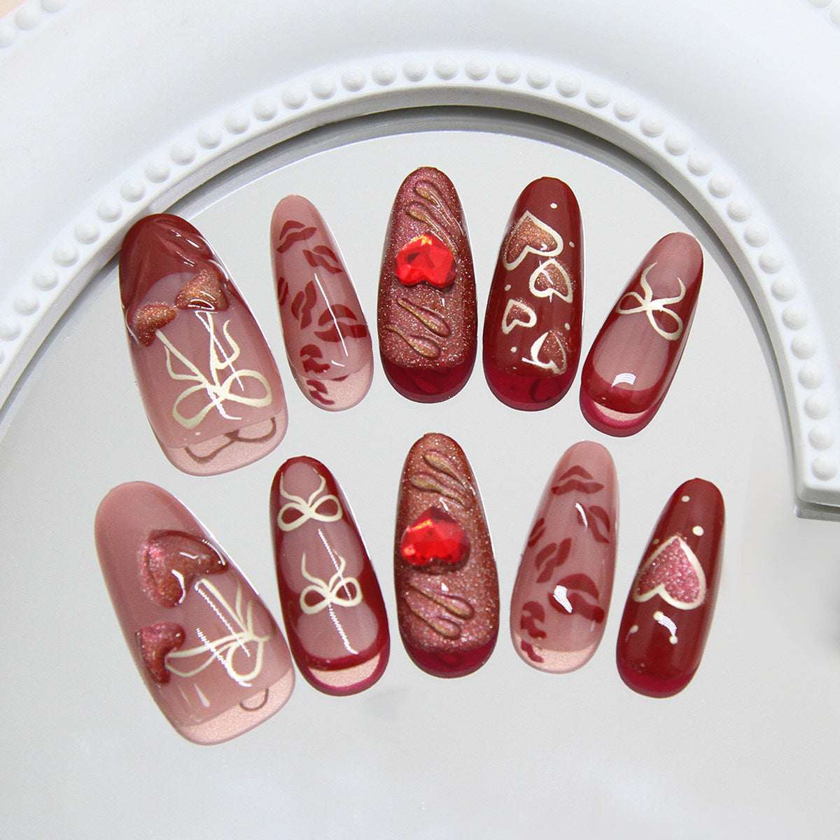 Cat Eye & Heart Cat Eye Press-On Nails, Medium Oval on hand