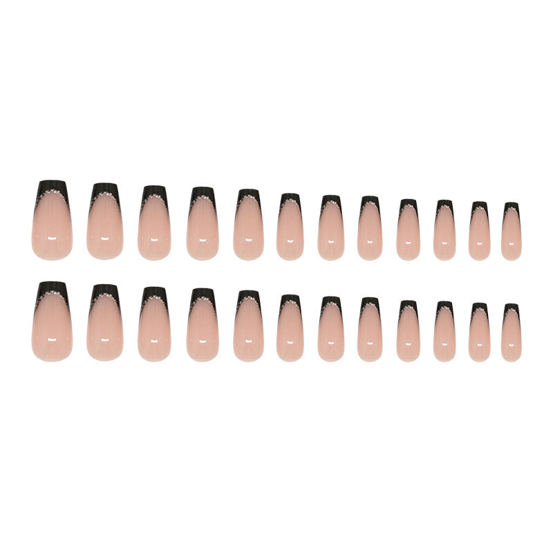 Glitter & French Tip Press-On Nails, Medium Ballerina, 24-Piece Set – full set laid out