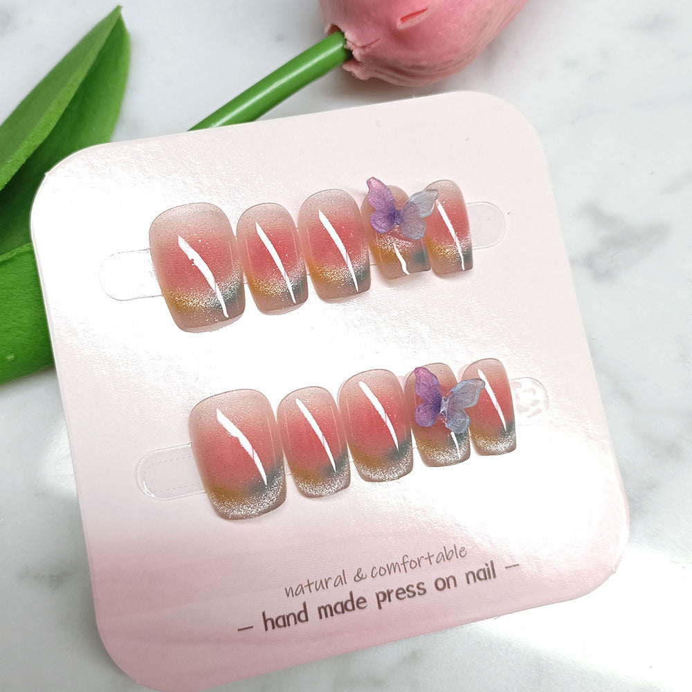 Butterfly & Crystal Press-On Nail Set (10 Pieces) on hand