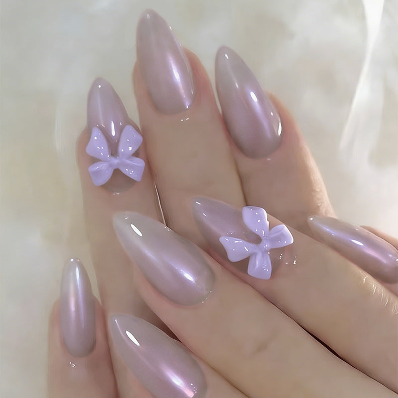 Ice-Clear & Bowknot Press-On Nails – front view