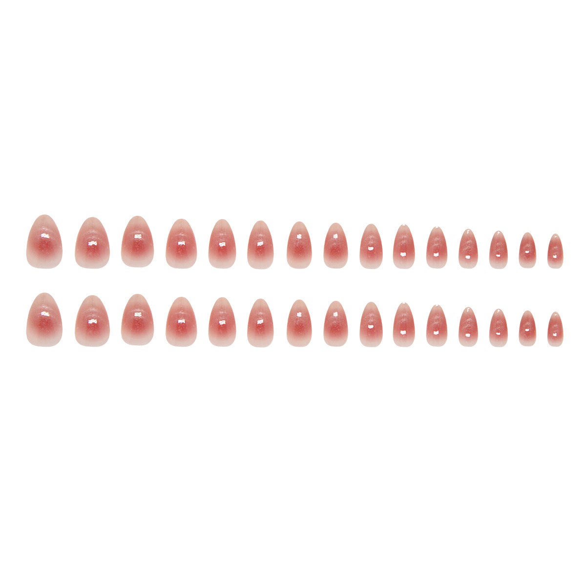 Pink Cat Eye Press-On Nails, Short Almond, Ice-Clear Finish – full set laid out