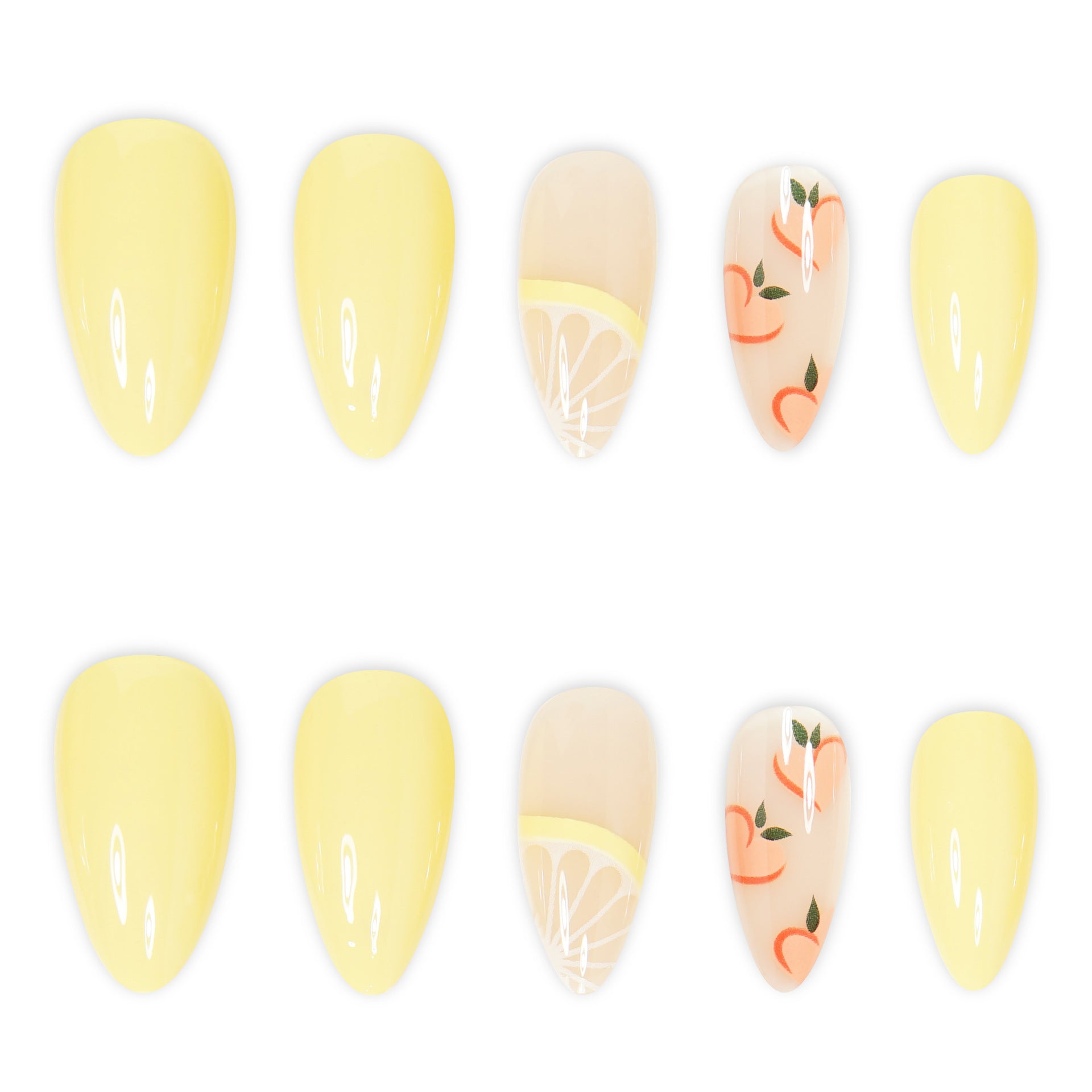 Lemon Press-On Nail Set (24 Pieces) – side angle