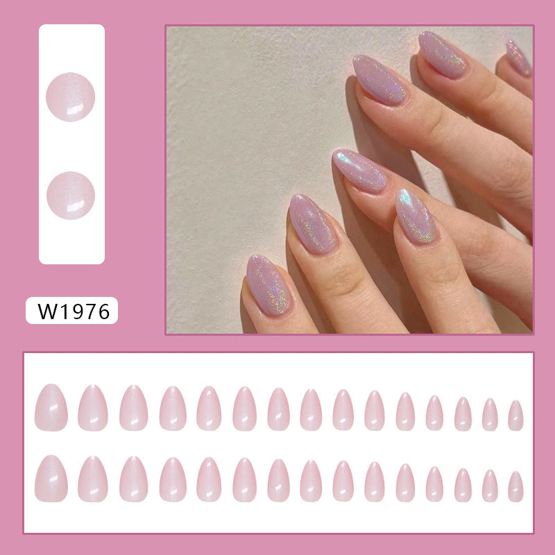 Medium Pink Tone Press-On Nail Set (30 Pieces) – close-up detail
