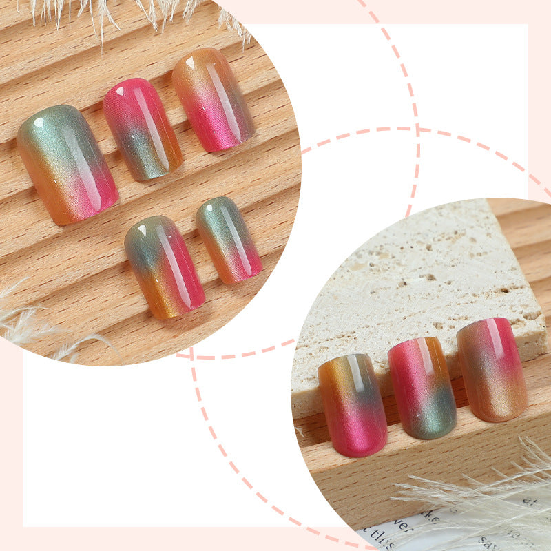 Cat Eye & Beaded Detail Press-On Nails – side angle