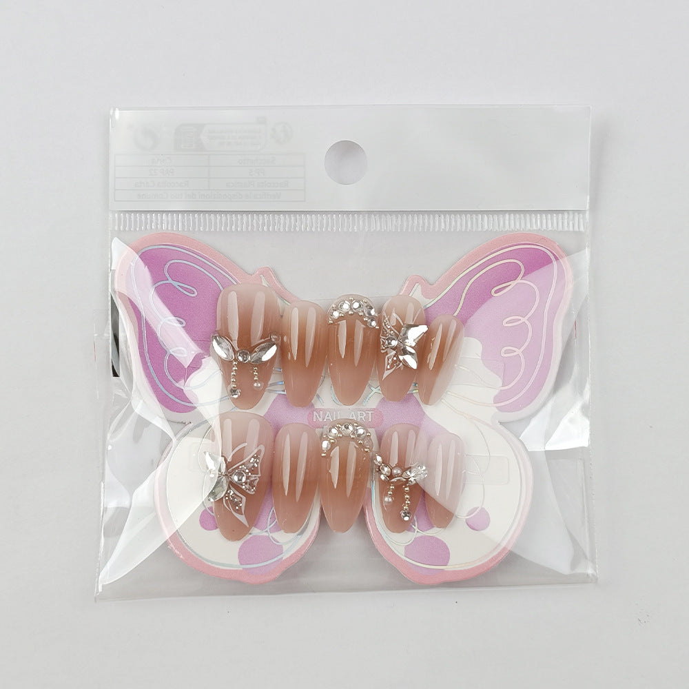 Butterfly & Rhinestone Press-On Nails, Medium, 10-Piece Set on hand