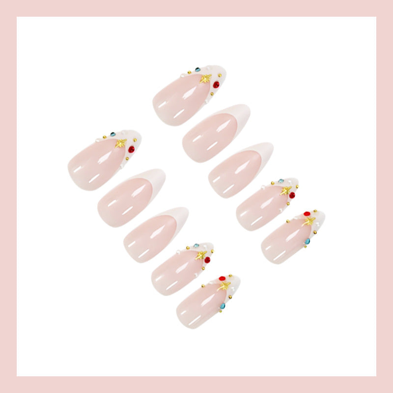 Glitter & Diamond Accent Press-On Nails, 24-Piece Set – side angle