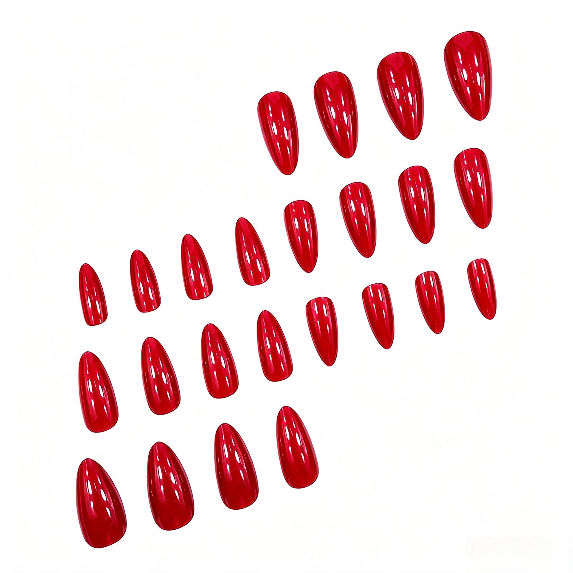 Short Almond Wine Red & French Tip Press-On Nail Set (24 Pieces) – close-up detail