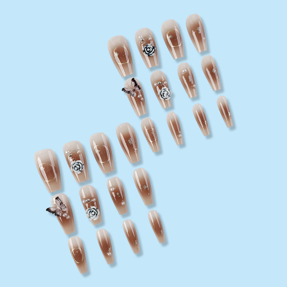 Crystal & Butterfly Press-On Nail Set (24 Pieces) – side angle