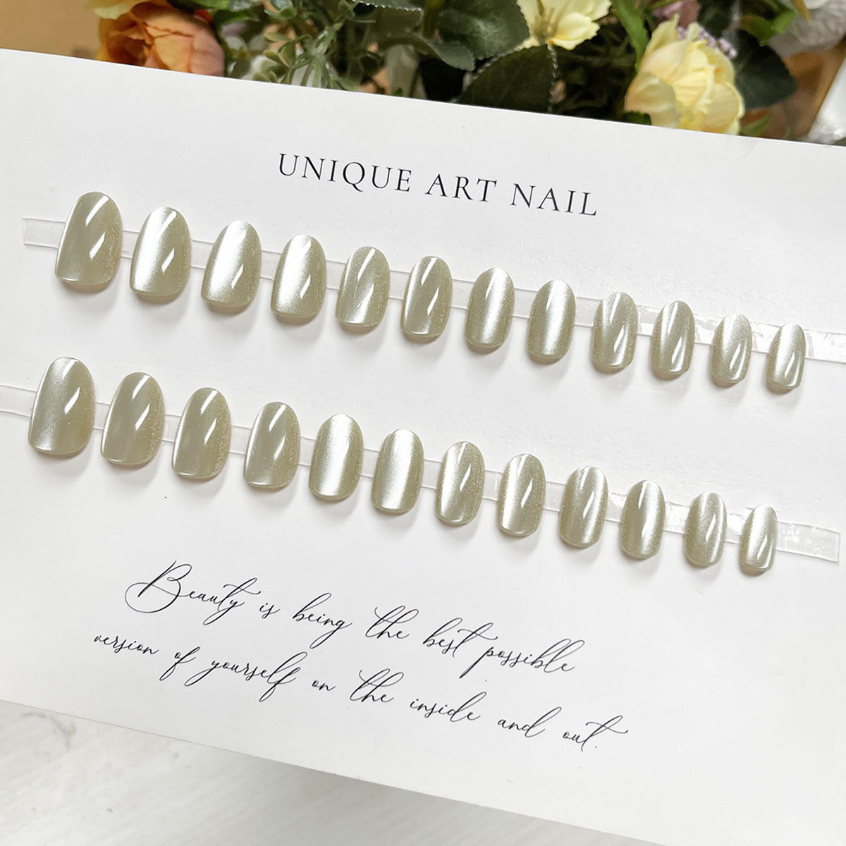 Glitter & Cat Eye Press-On Nails, 24-Piece Set – side angle