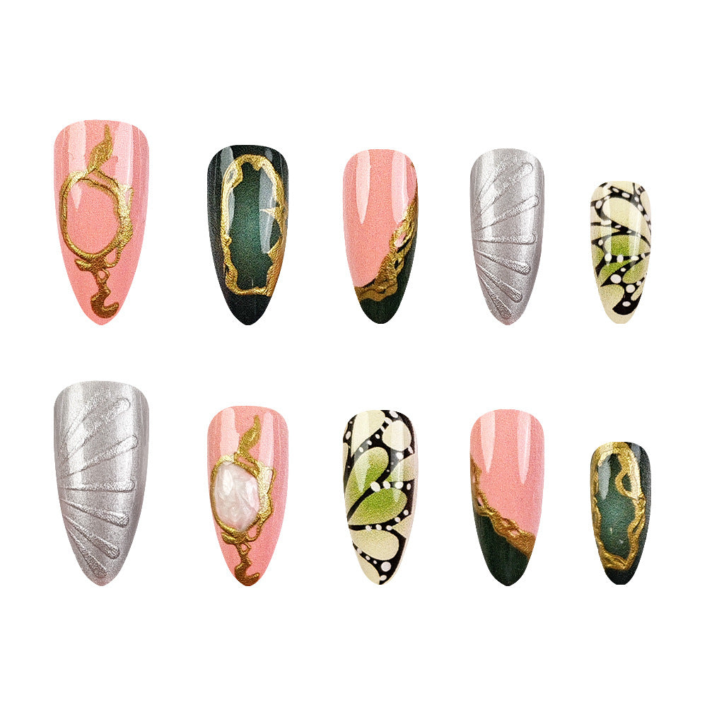 Gold-Plated Press-On Nail Set (24 Pieces) on hand