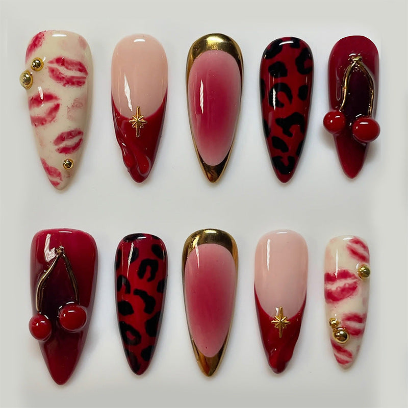 Leopard Print Press-On Nails, Medium, 30-Piece Set – front view