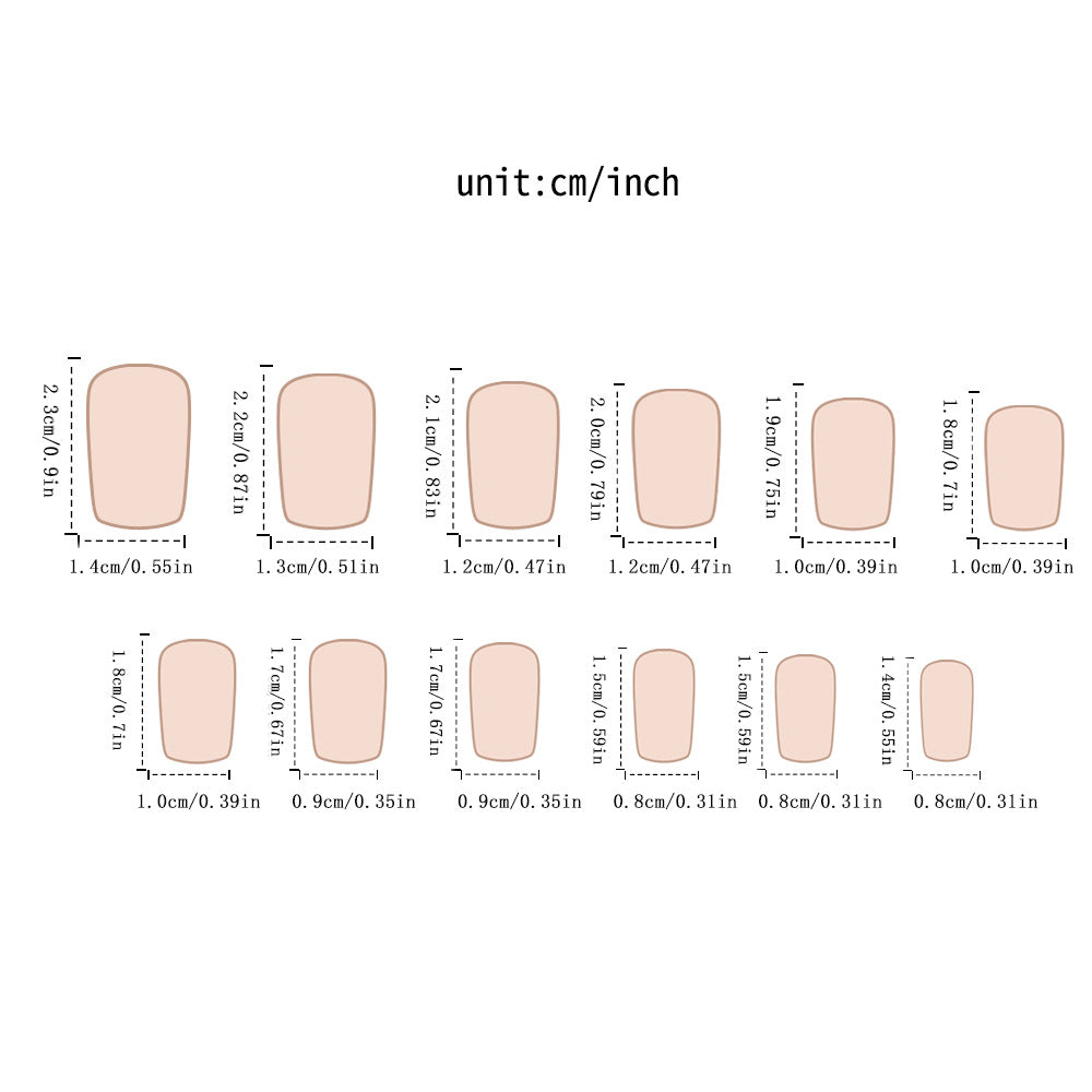 Ombre Gradient & Heart Ombre Press-On Nails, Medium Square – side angle