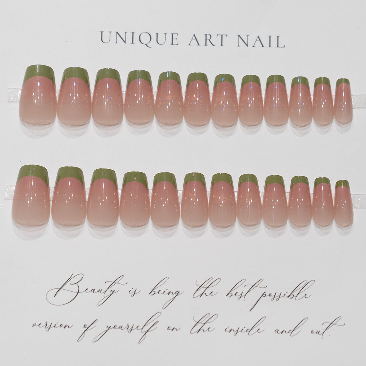 Peach & French Tip Press-On Nail Set (24 Pieces) – close-up detail