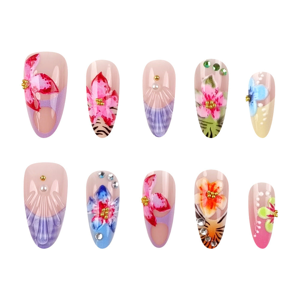 3D Flower & Floral French Nails, 30 Pieces on hand