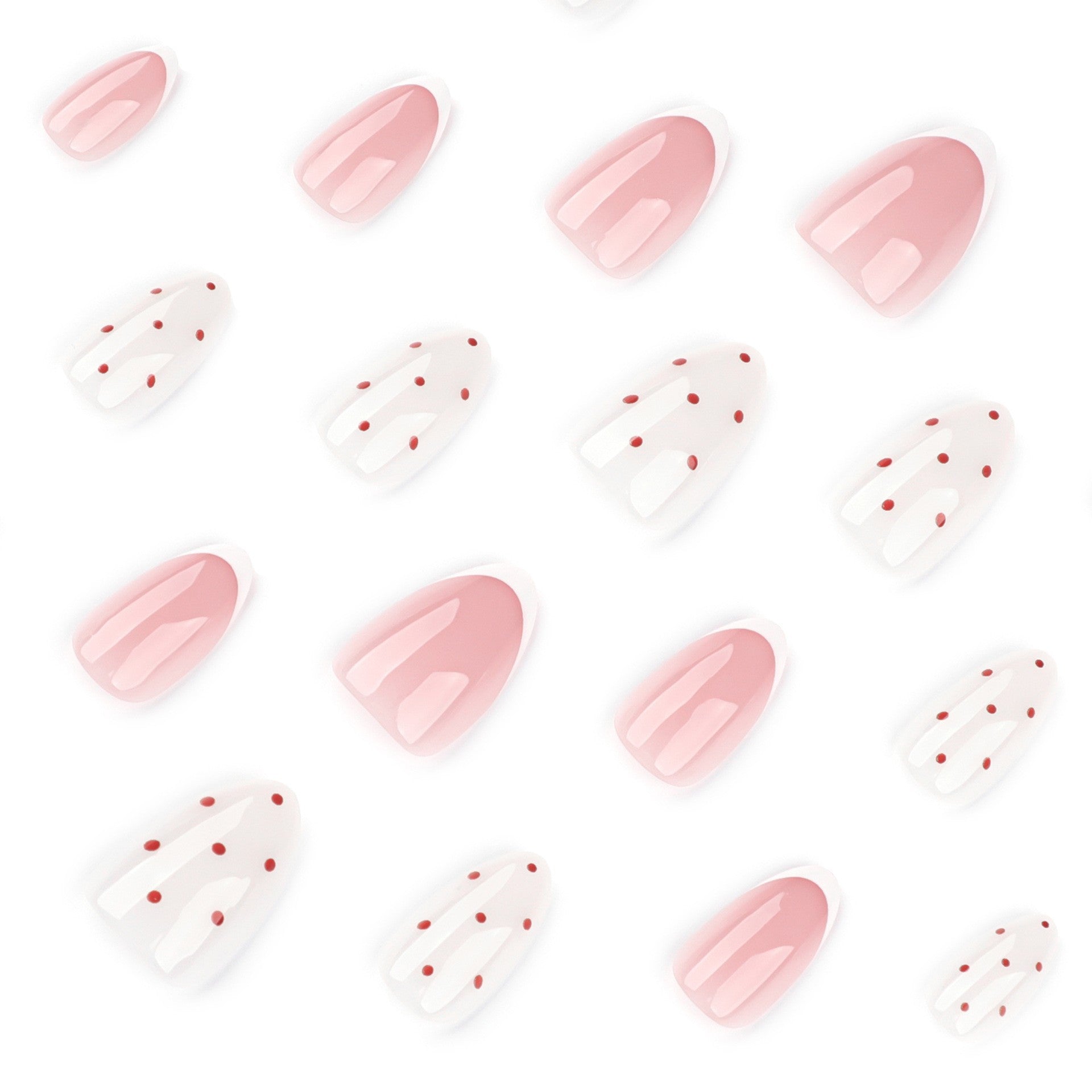 Polka Dot & French Tip Press-On Nails – side angle