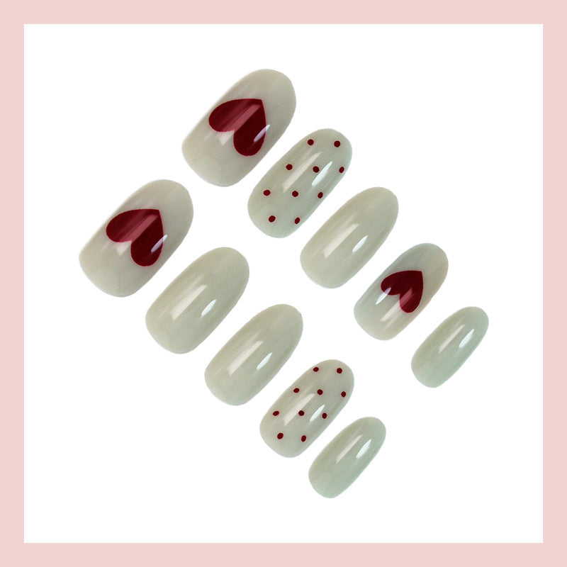 Polka Dot & Heart Press-On Nail Set (24 Pieces) – side angle
